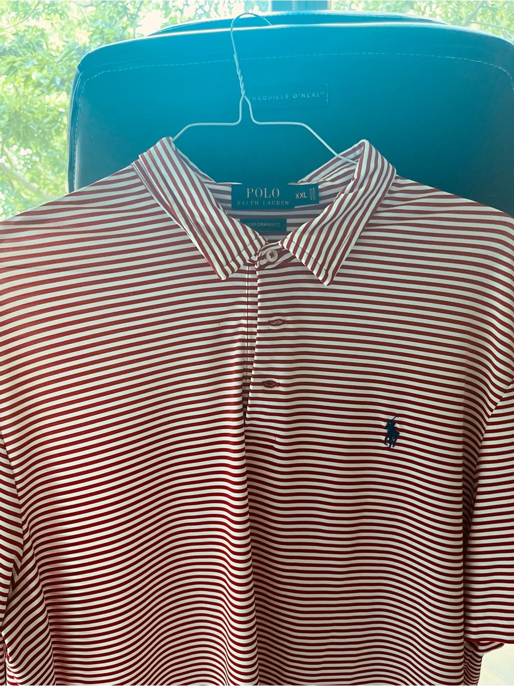Polo by Ralph Lauren Red and White Striped Performance Polo XXL